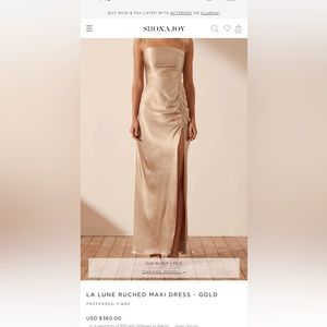 Shona Joy Gold Ruched Maxi Dress